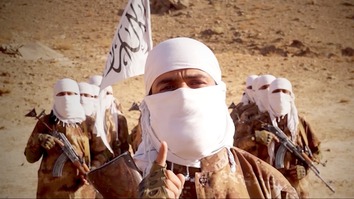 A screenshot from a Taliban video released July 7 shows Taliban fighters during military training in an undisclosed location.