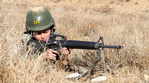 An ANA cadet is shown in training January 12 at the 207th Zafar Corps Training Centre in Guzara district, Herat province. [Omar / Salaam Times]