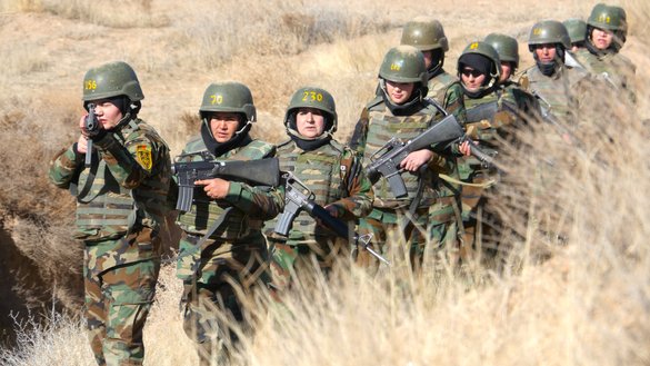 ANA cadets march during a training session January 12 at the 207th Zafar Corps Training Centre in Guzara district, Herat province. [Omar / Salaam Times]