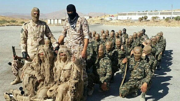 Snipers of the Fatemiyoun Division in Syria, under the command of IRGC officers, are shown in a photo released last October. [File]