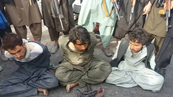 The Taliban captured these three men apparently for stealing in Farah in April and tried them in a kangaroo court. Militants in a similar sham court in Ghor Province on October 9 executed two of their own fighters.  [File]