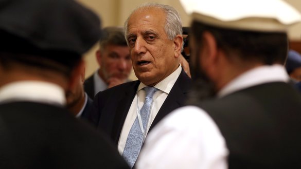 US Special Representative for Afghanistan Reconciliation Zalmay Khalilzad attends the Intra-Afghan Dialogue talks in Doha, Qatar, July 8. [Karim Jaafar/AFP]