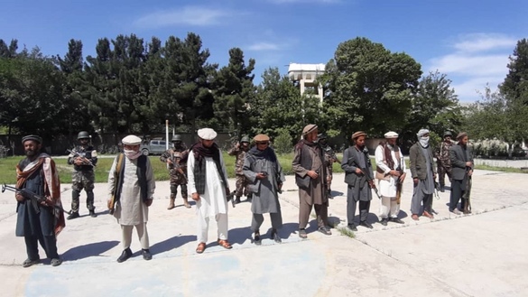 Local authorities in Baghlan Province present surrendered Taliban militants to the media on May 20 in Pul-i-Khumri. [Baghlan NDS]