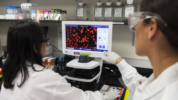 Doctors in Maryland, United States, in March work on virus research at one of the labs developing a vaccine for COVID-19. [Andrew Caballero-Reynolds/AFP]