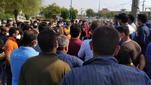 An image posted on Telegram on July 20 shows Iranian workers striking in Susa. [File]