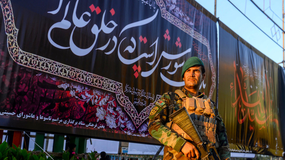In this photo taken August 28, a member of the Afghan security forces stands guard ahead of Shia Muharram ceremonies in Herat. [Hoshang Hashimi/AFP]