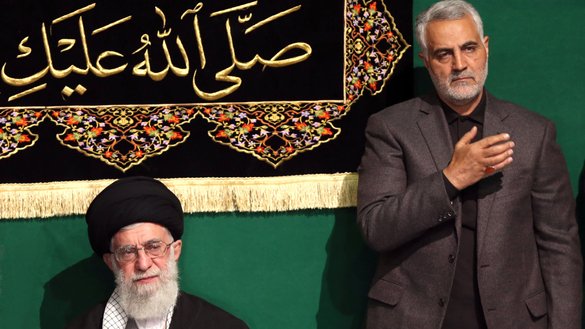 Slain Quds Force commander Qassem Soleimani and Iranian leader Ali Khamenei are shown in 2018. [Leader.ir]