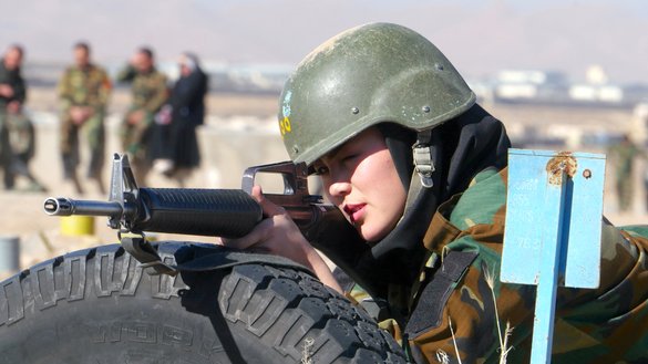 An ANA cadet is shown in training at the 207th Zafar Corps Training Centre in Guzara district, Herat province, on January 12. [Omar / Salaam Times]