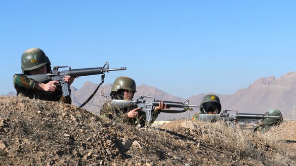 Female members of the ANA aim at a target during a military exercise on January 12 at the 207th Zafar Corps Training Centre in Herat province. [Omar / Salaam Times] 