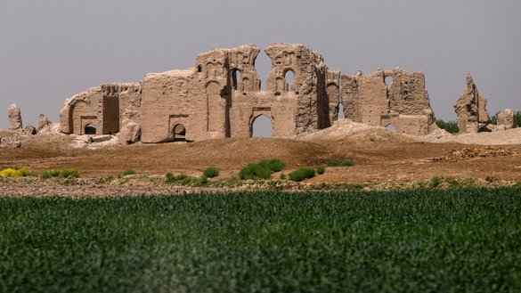 The ruins of a palace are pictured near the historic fortress of Qala-e-Bost in Bost on the outskirts of Lashkargah, Helmand province, on March 27. [Wakil Kohsar/AFP]