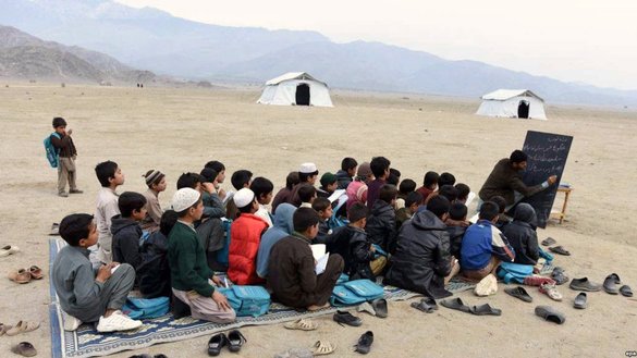 In this undated photo students study at an open area in Darayim district, Badakhshan province. [Mehrabuddin Walizada]