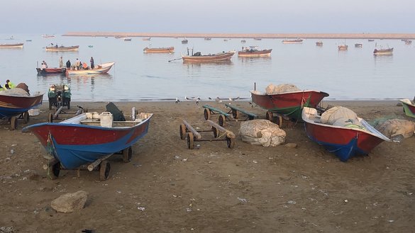Fishing workers prepare their boats in Gwadar, Pakistan, on February 15. Local residents hold regular protests demanding an end to harassment at security checkpoints leading to the BRI project and to illegal deep-sea fishing by local and Chinese trawlers. [Zarak Khan/Pakistan Forward]