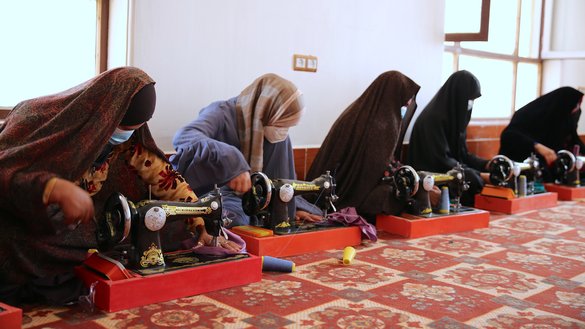 Women attend TYTW's sewing course in Firoz Koh, the provincial capital of Ghor, on August 3. [Courtesy of Marouf Sayeedi]