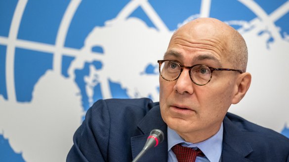 UN High Commissioner for Human Rights Volker Turk speaks during a news conference in Geneva, Switzerland, on December 9. [Fabrice Coffrini/AFP]