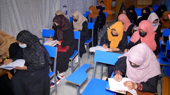 Students are seen in a class at Ekhlas Education Centre in Kabul November 20. [Hamza/Salaam Times]