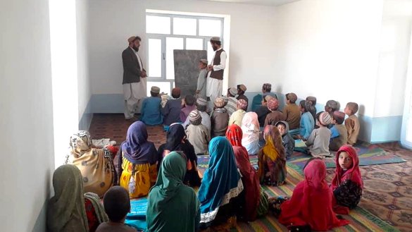First-grade students are seen in a UNICEF-funded classroom on May 1 in Sheberghan, provincial capital of Jawzjan. [Courtesy of Atiqullah Ibrahimzada]