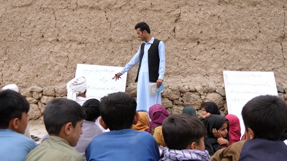 Wazir Khan founded a free mobile school in Kabul province in 2022 and now teaches about 1,000 children who were previously deprived of schooling. [Hamza]