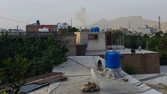 Smoke rises from a house in Kabul on July 31, 2022, following a US drone strike that killed al-Qaeda chief Ayman al-Zawahiri. [AFP]