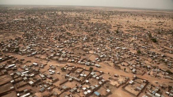 An aerial view of the Burkina Faso town of Barsalogho, where JNIM fighters massacred up to 600 civilians in August 2024. [AFP]